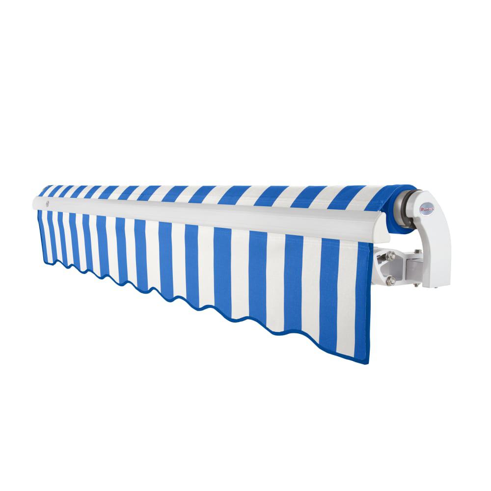 12' x 10' Maui Left Motorized Patio Retractable Awning, Bright Blue/White Stripe. Picture 2