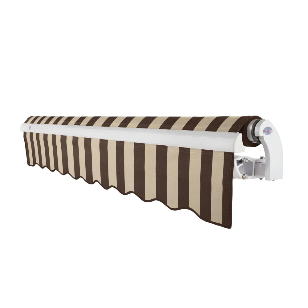 12' x 10' Maui Left Motorized Patio Retractable Awning, Brown/Tan Stripe. Picture 2