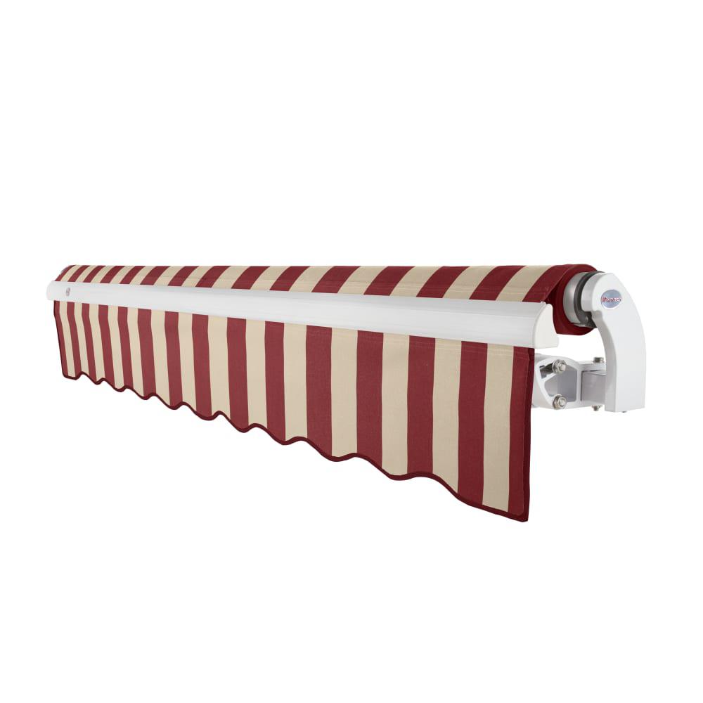 14' x 10' Maui Left Motorized Patio Retractable Awning, Burgundy/Tan Stripe. Picture 2