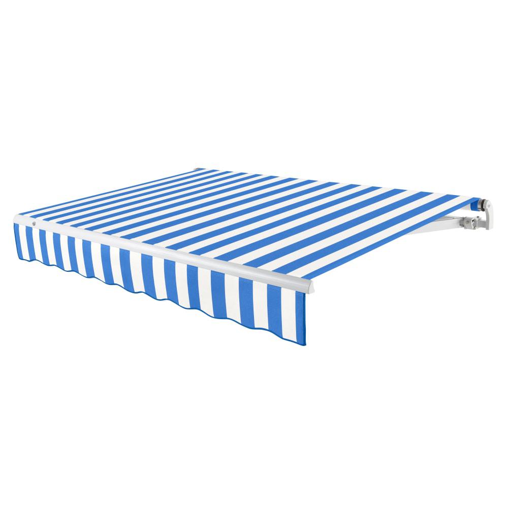12' x 10' Maui Left Motorized Patio Retractable Awning, Bright Blue/White Stripe. Picture 1