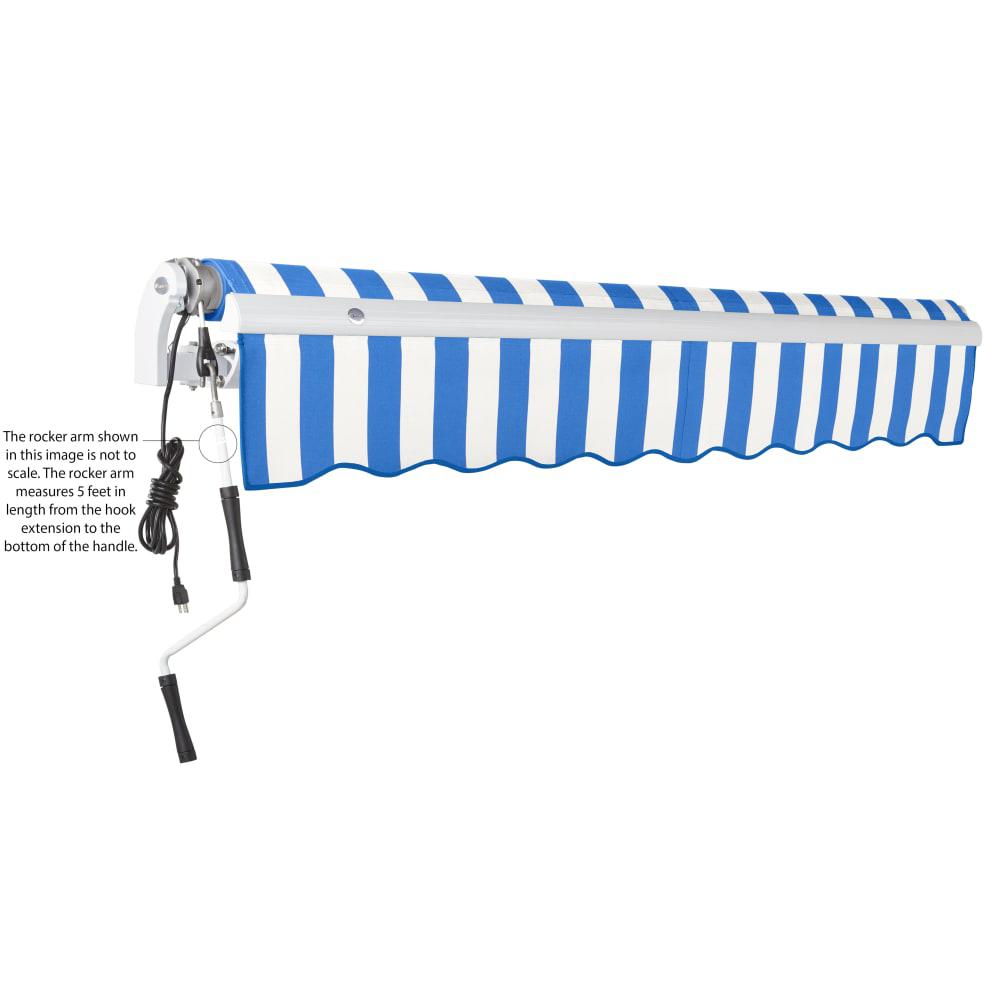 12' x 10' Maui Left Motorized Patio Retractable Awning, Bright Blue/White Stripe. Picture 6