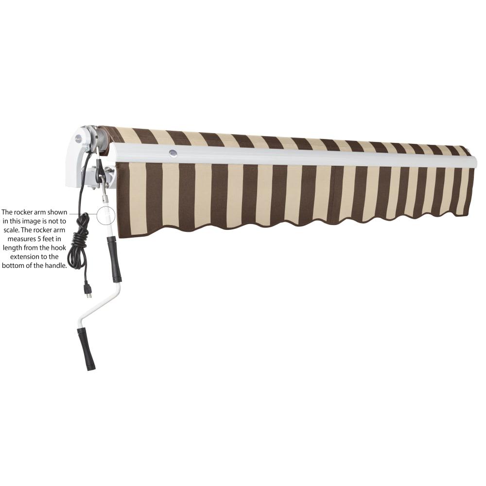 12' x 10' Maui Left Motorized Patio Retractable Awning, Brown/Tan Stripe. Picture 6