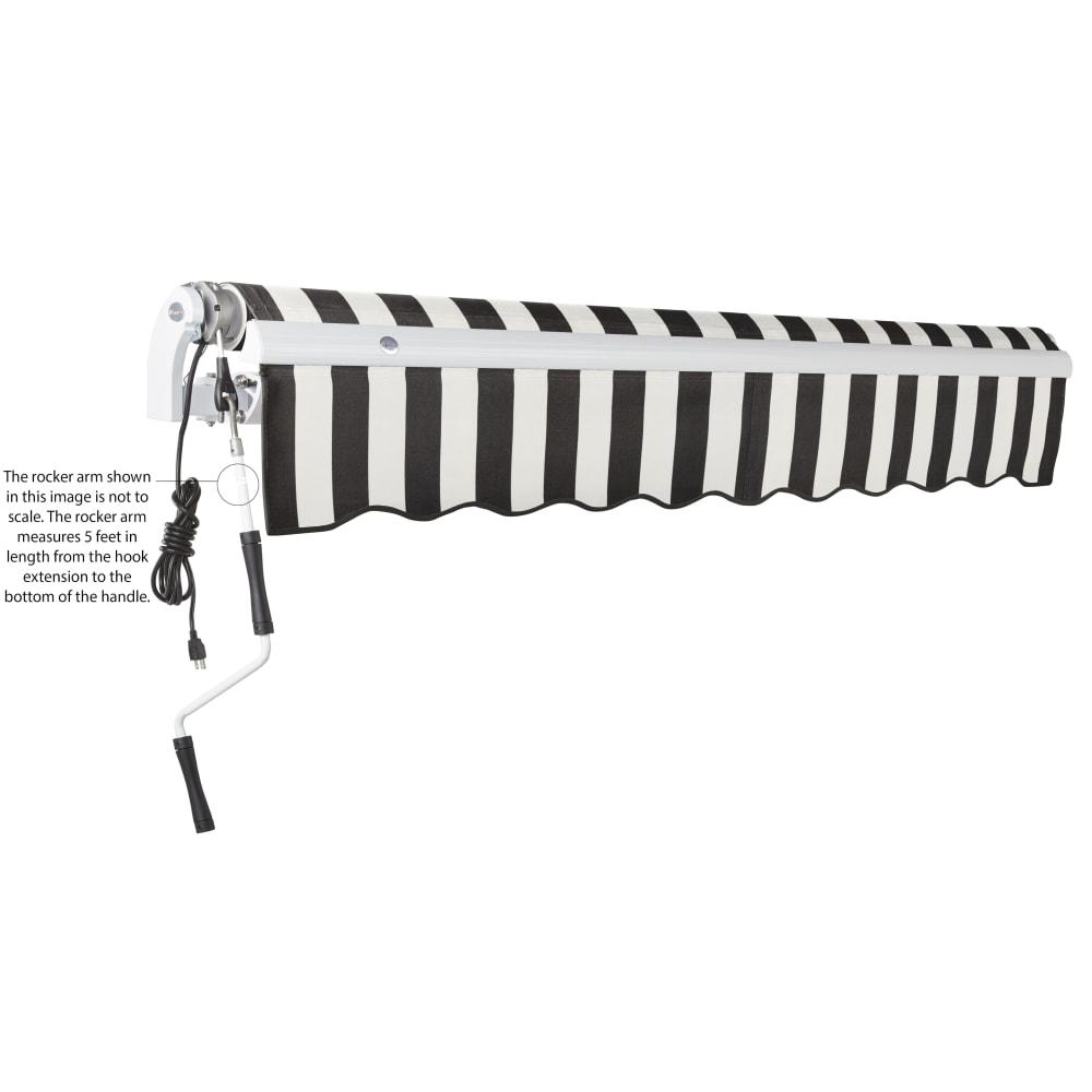 12' x 10' Maui Left Motorized Patio Retractable Awning, Black/White Stripe. Picture 6