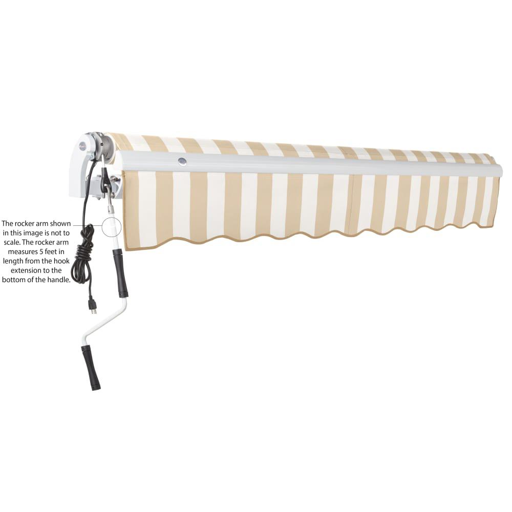 12' x 10' Maui Left Motorized Patio Retractable Awning, Linen/White Stripe. Picture 6