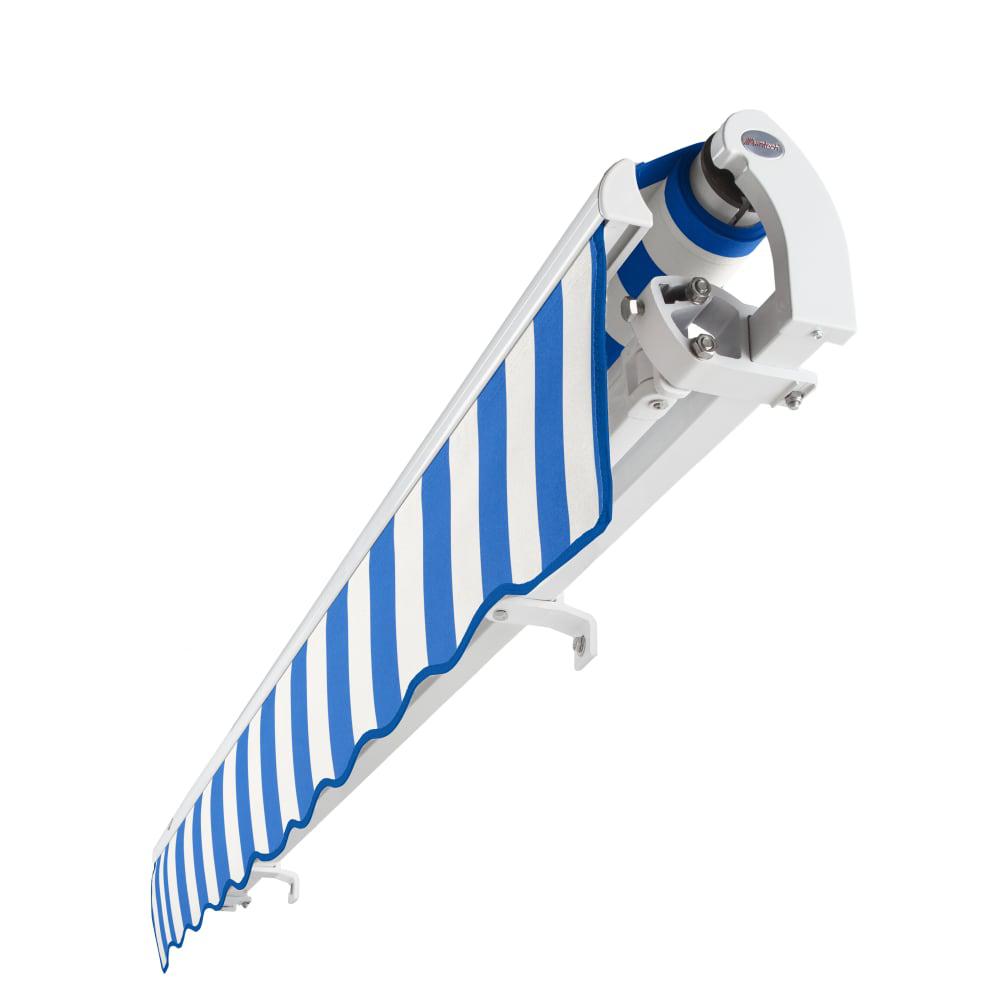 12' x 10' Maui Left Motorized Patio Retractable Awning, Bright Blue/White Stripe. Picture 5
