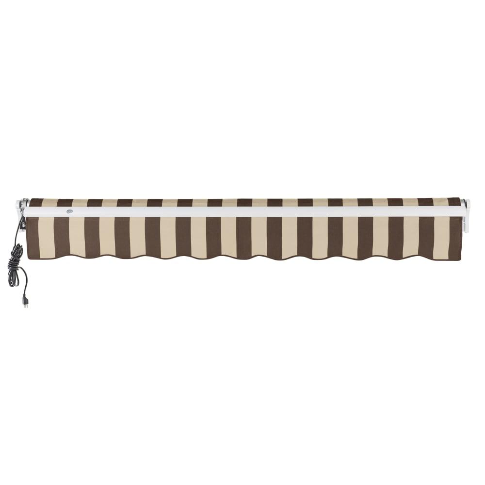12' x 10' Maui Left Motorized Patio Retractable Awning, Brown/Tan Stripe. Picture 4