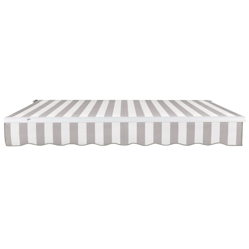 12' x 10' Maui Left Motorized Patio Retractable Awning, Gray/White Stripe. Picture 3