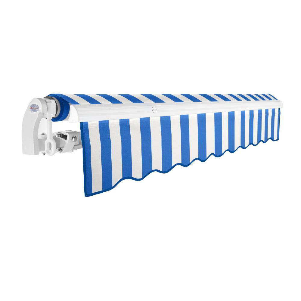 12' x 10' Maui Manual Patio Retractable Awning, Bright Blue/White Stripe. Picture 2