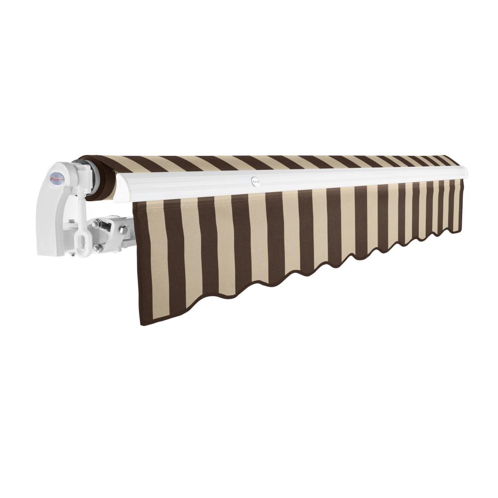 12' x 10' Maui Manual Patio Retractable Awning Acrylic Fabric, Brown/Tan Stripe. Picture 2