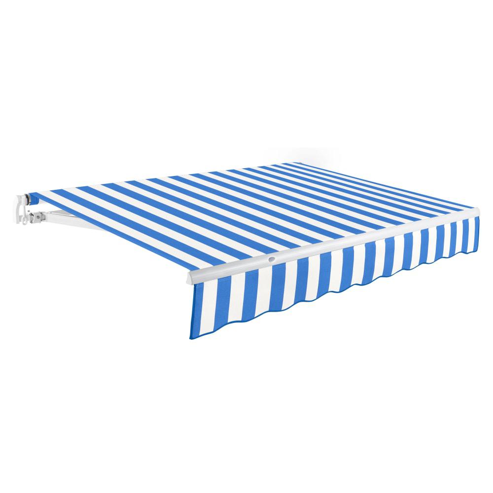 12' x 10' Maui Manual Patio Retractable Awning, Bright Blue/White Stripe. Picture 1