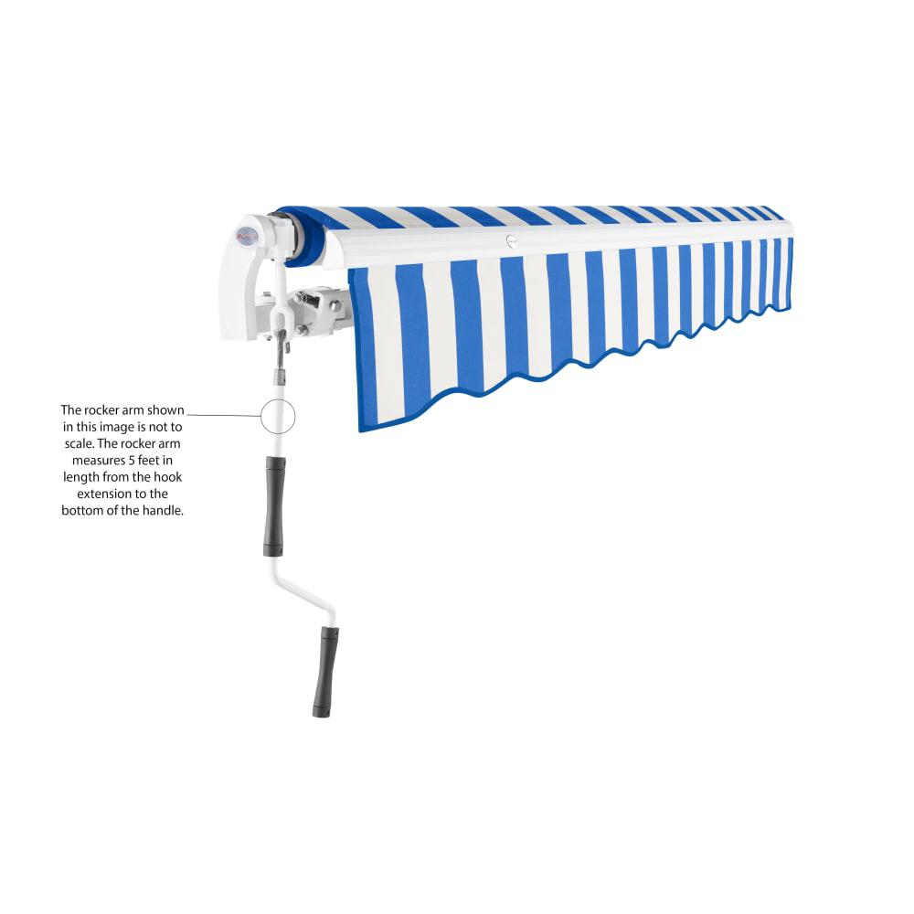12' x 10' Maui Manual Patio Retractable Awning, Bright Blue/White Stripe. Picture 6
