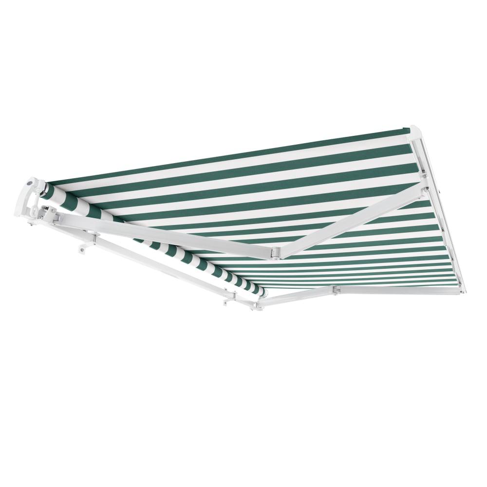 12' x 10' Maui Manual Patio Retractable Awning, Forest/White Stripe. Picture 7