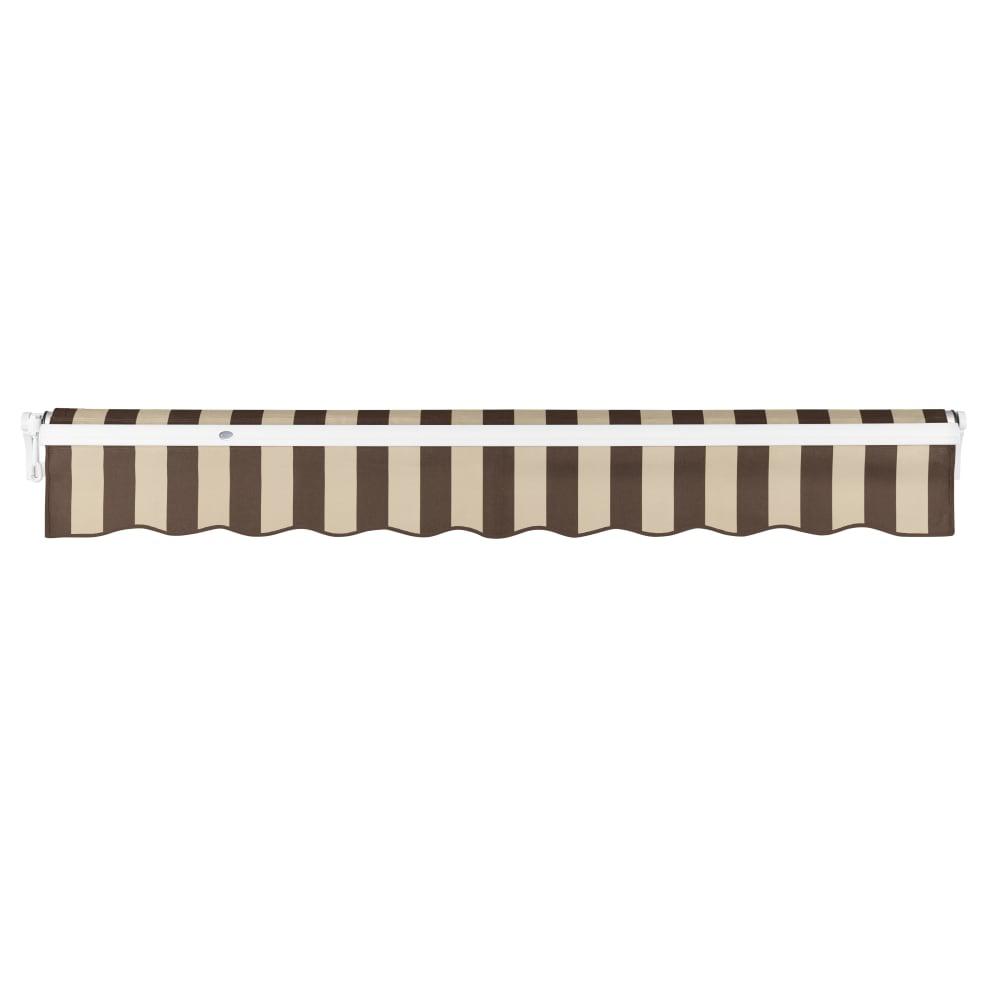 12' x 10' Maui Manual Patio Retractable Awning Acrylic Fabric, Brown/Tan Stripe. Picture 4
