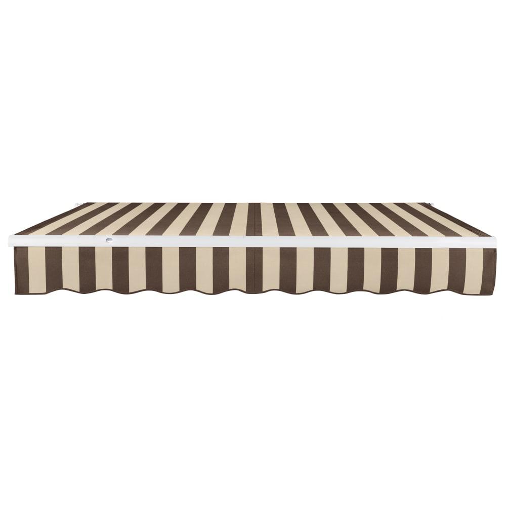 12' x 10' Maui Manual Patio Retractable Awning Acrylic Fabric, Brown/Tan Stripe. Picture 3