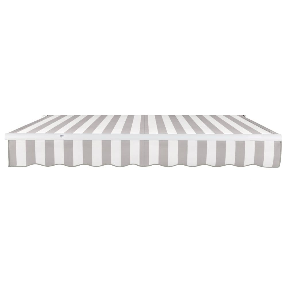 12' x 10' Maui Manual Patio Retractable Awning Acrylic Fabric, Gray/White Stripe. Picture 3