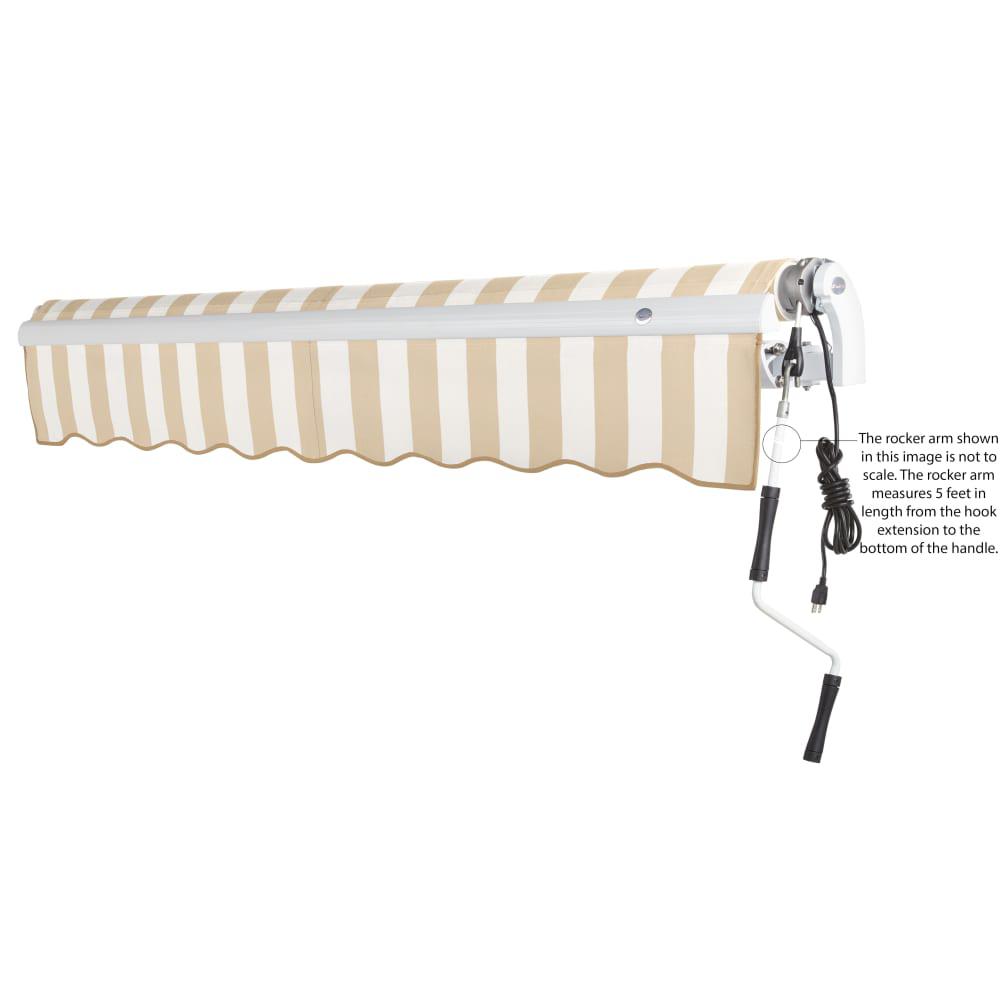 12' x 10' Maui Right Motorized Patio Retractable Awning, Linen/White Stripe. Picture 6