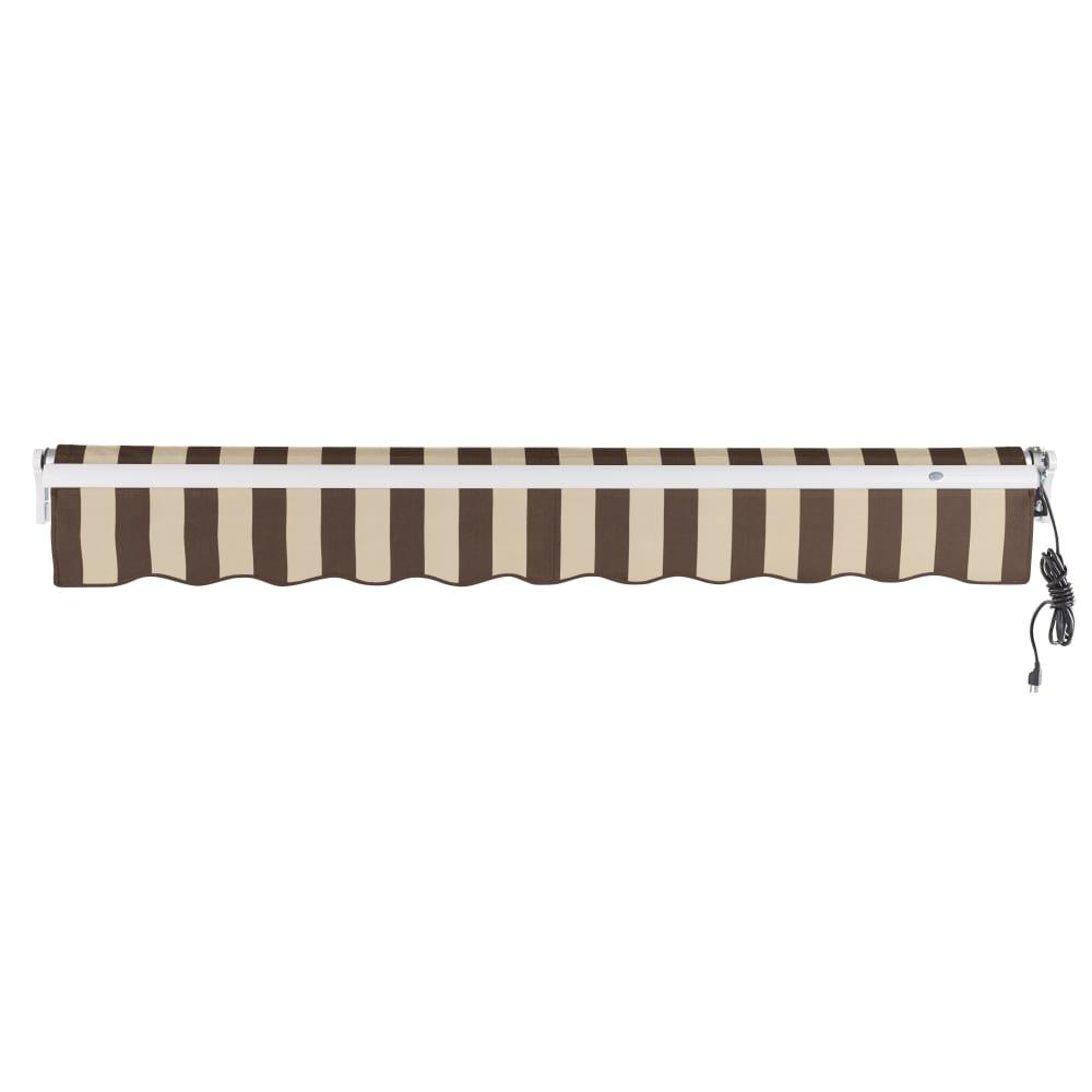 16' x 10' Maui Right Motorized Patio Retractable Awning, Brown/Tan Stripe. Picture 4