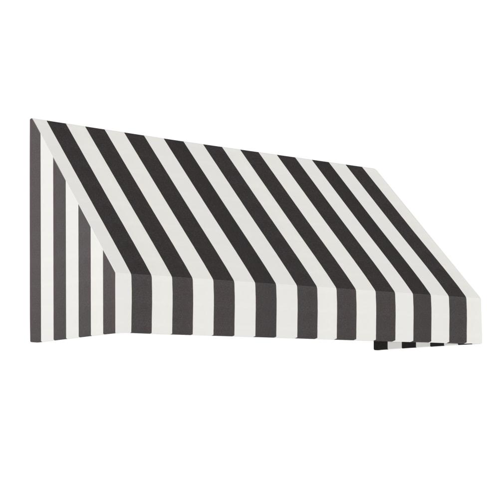 Awntech 5.375 ft New Yorker Fixed Awning Acrylic Fabric, Black/White Stripe. Picture 1