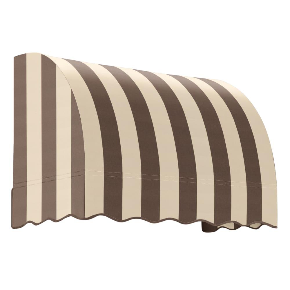 Awntech 4.375 ft Savannah Fixed Awning Acrylic Fabric, Brown/Tan Stripe. Picture 1