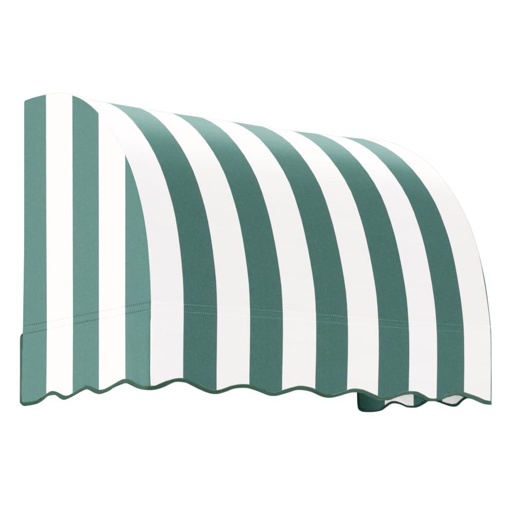 Awntech 4.375 ft Savannah Fixed Awning Acrylic Fabric, Forest/White Stripe. Picture 1