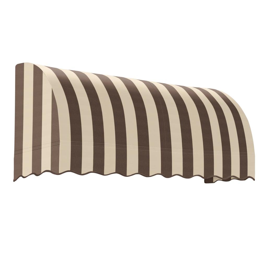 Awntech 5.375 ft Savannah Fixed Awning Acrylic Fabric, Brown/Tan Stripe. Picture 1