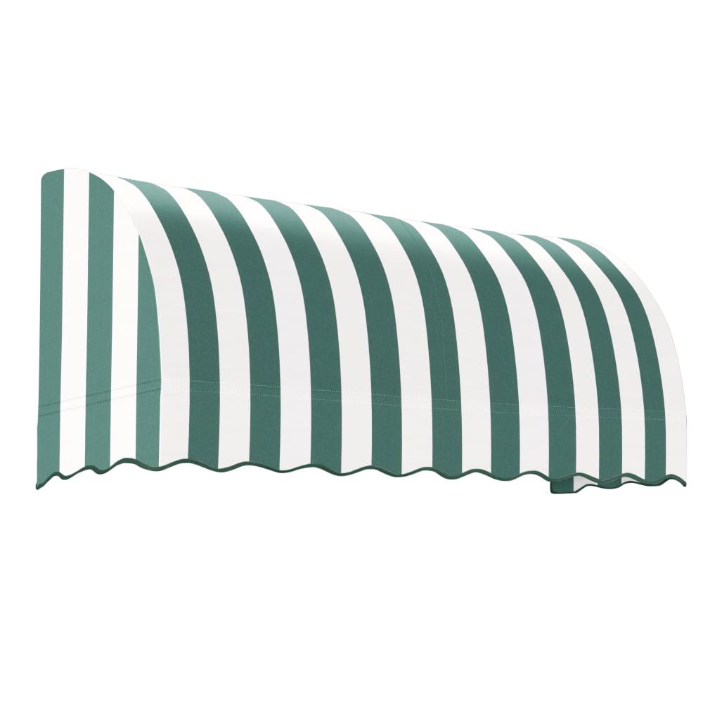 Awntech 5.375 ft Savannah Fixed Awning Acrylic Fabric, Forest/White Stripe. Picture 1