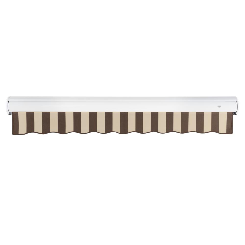 Full Cassette Right Motorized Patio Retractable Awning, Brown/Tan Stripe. Picture 4