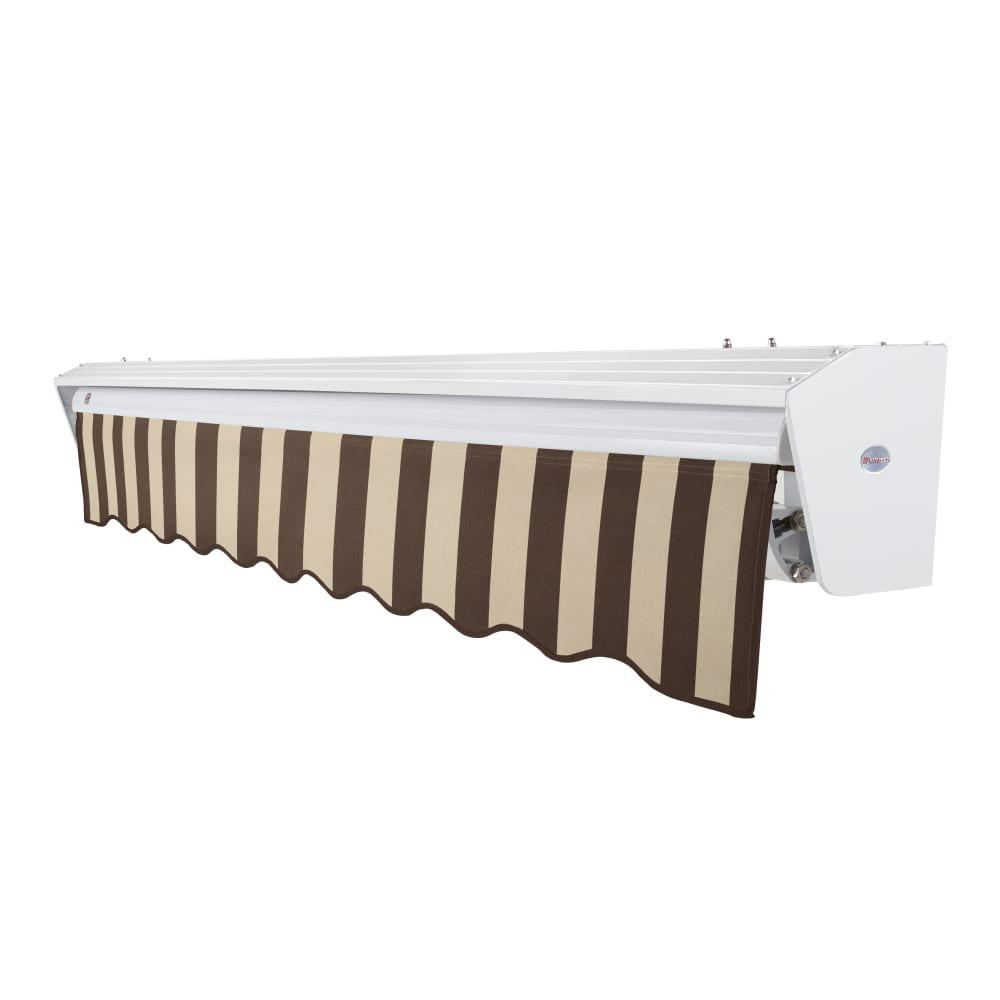 24' x 10' Destin Left Motorized Patio Retractable Awning, Brown/Tan Stripe. Picture 2