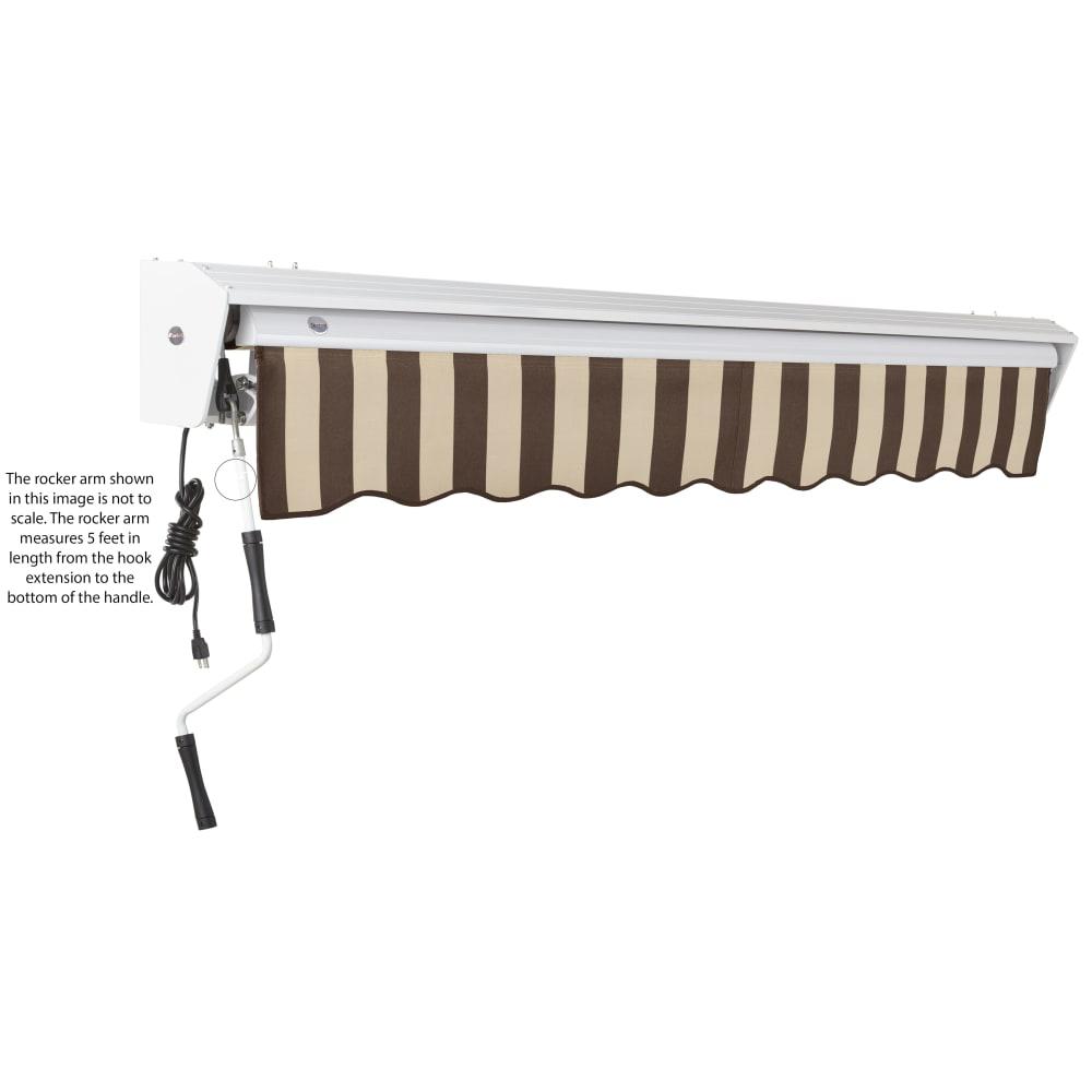 24' x 10' Destin Left Motorized Patio Retractable Awning, Brown/Tan Stripe. Picture 6