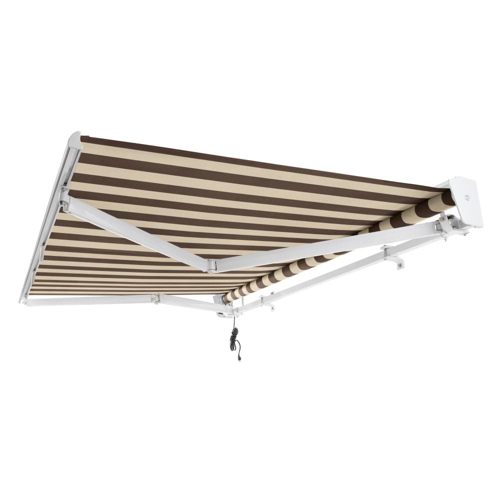 24' x 10' Destin Left Motorized Patio Retractable Awning, Brown/Tan Stripe. Picture 7