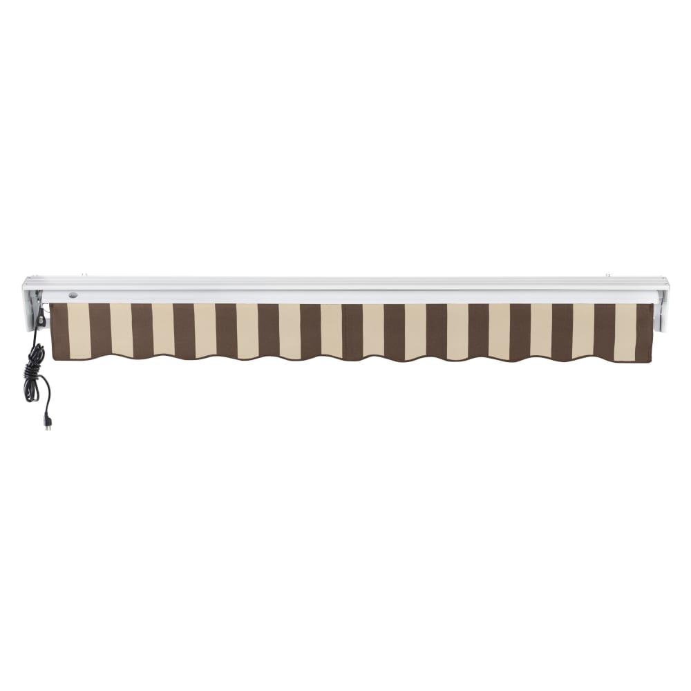 24' x 10' Destin Left Motorized Patio Retractable Awning, Brown/Tan Stripe. Picture 4
