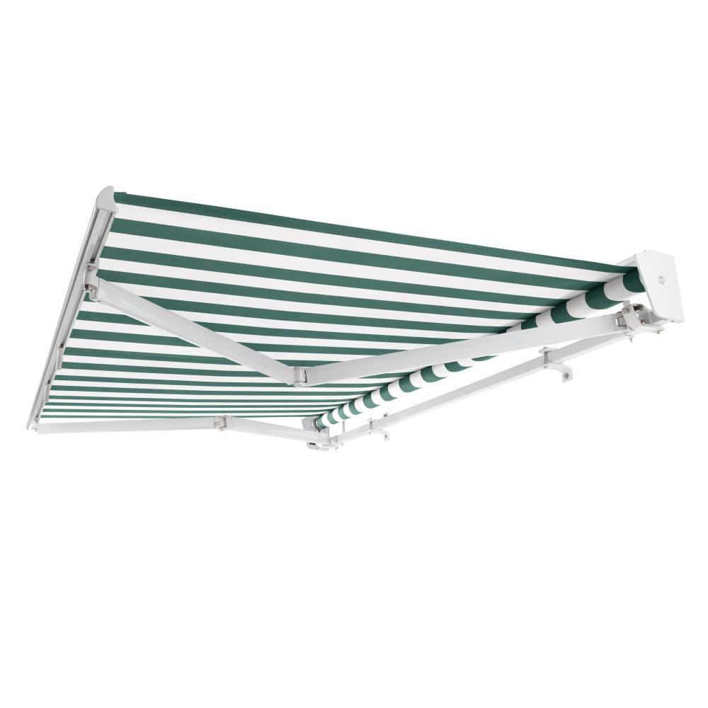 14' x 10' Destin Manual Patio Retractable Awning, Forest/White Stripe. Picture 7