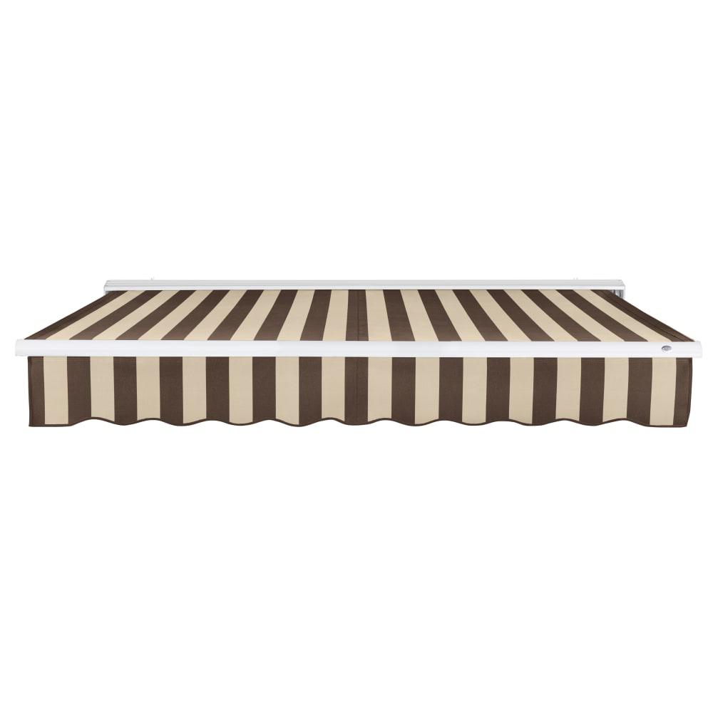 18' x 10' Destin Manual Patio Retractable Awning, Brown/Tan Stripe. Picture 3