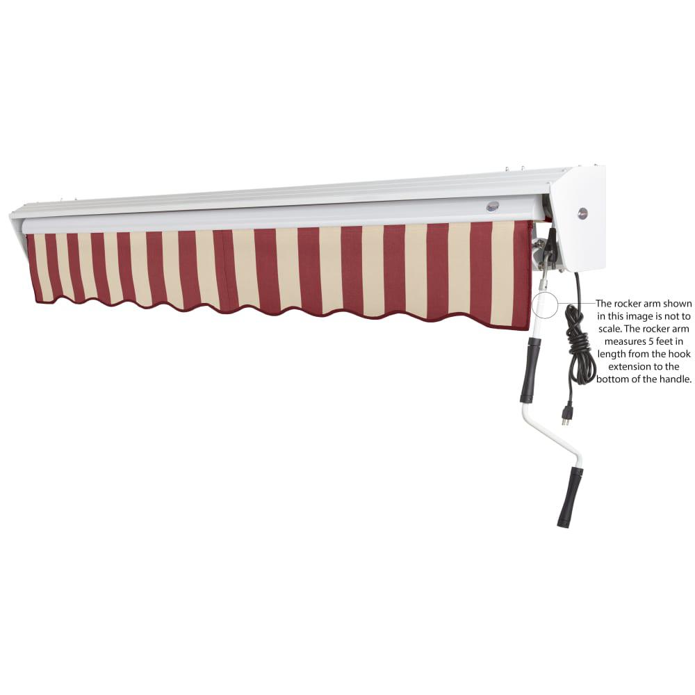 14' x 10' Destin Right Motorized Patio Retractable Awning, Burgundy/Tan Stripe. Picture 6