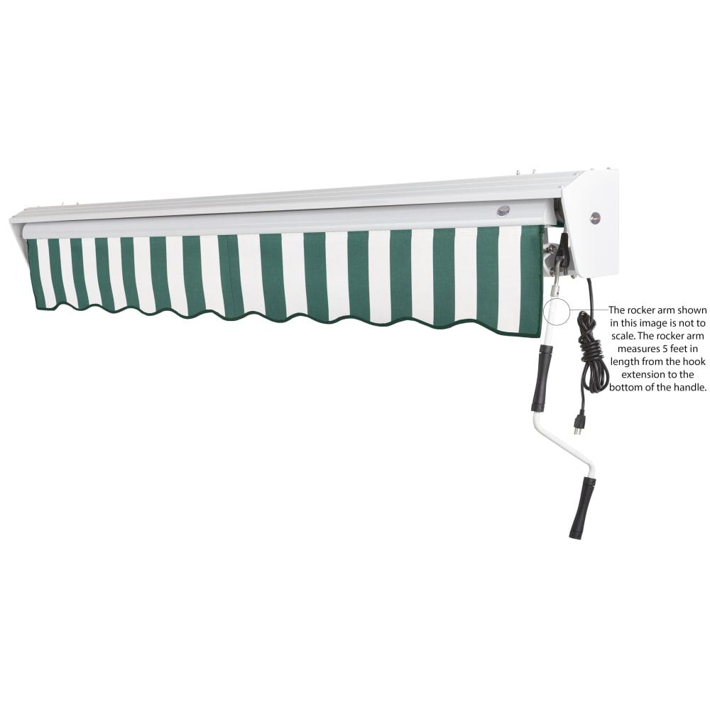 14' x 10' Destin Right Motorized Patio Retractable Awning, Forest/White Stripe. Picture 6