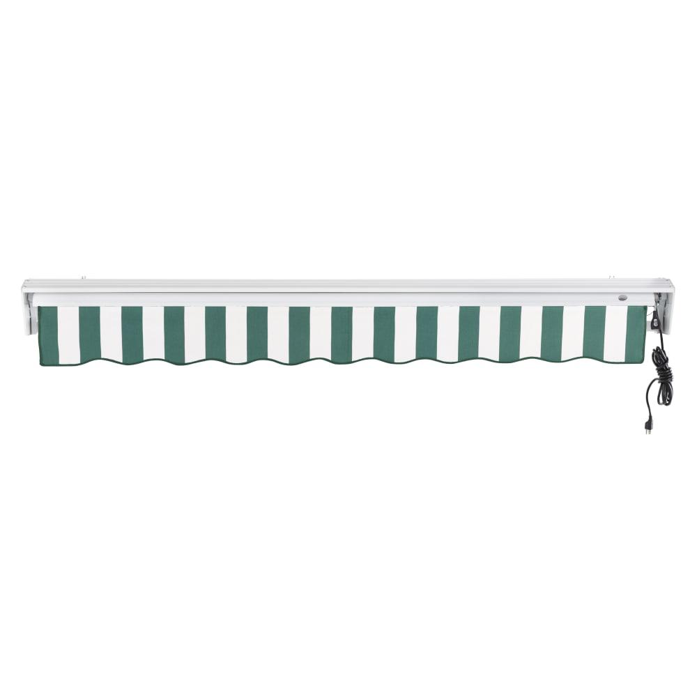 14' x 10' Destin Right Motorized Patio Retractable Awning, Forest/White Stripe. Picture 4