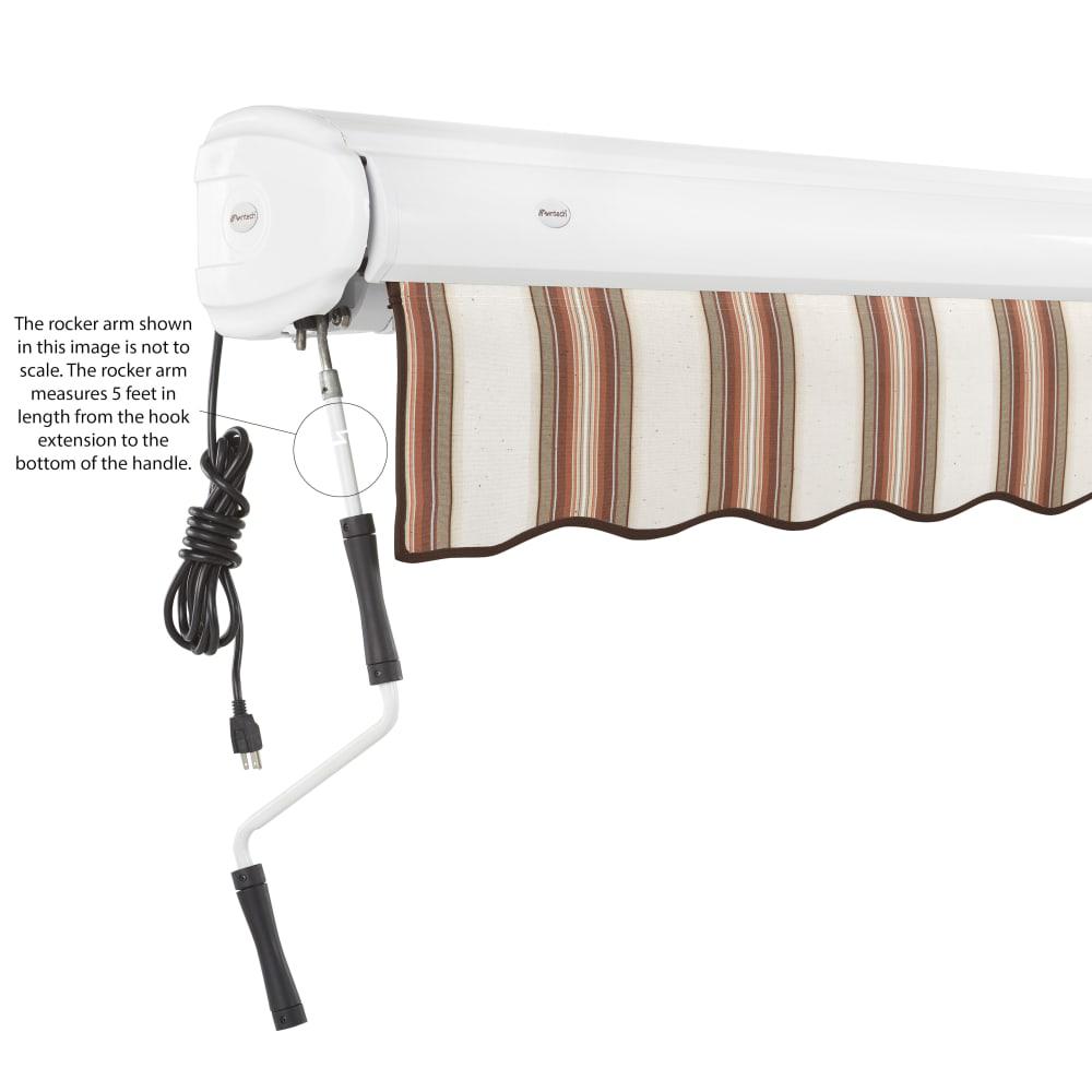 Full Cassette Left Motorized Patio Retractable Awning, Brown/Tan/Terracotta. Picture 6