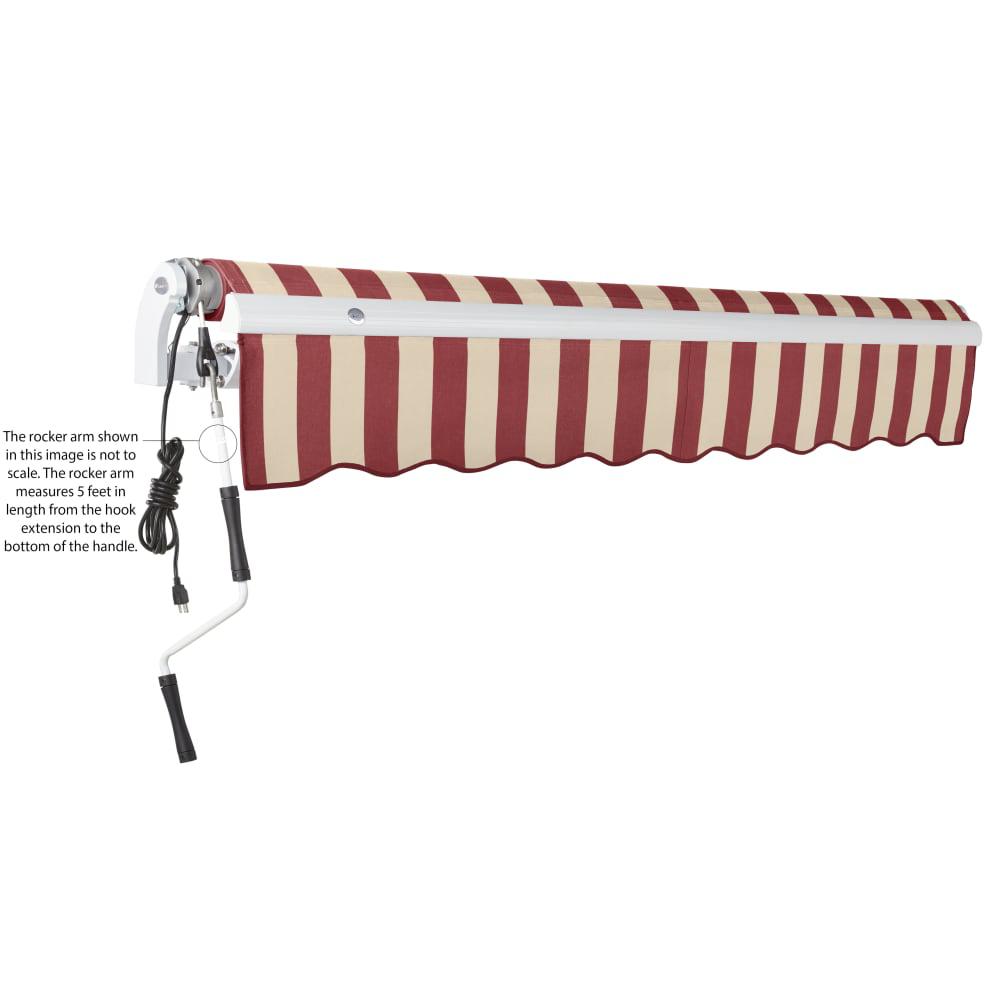 16' x 10' Maui Left Motorized Patio Retractable Awning, Burgundy/Tan Stripe. Picture 6
