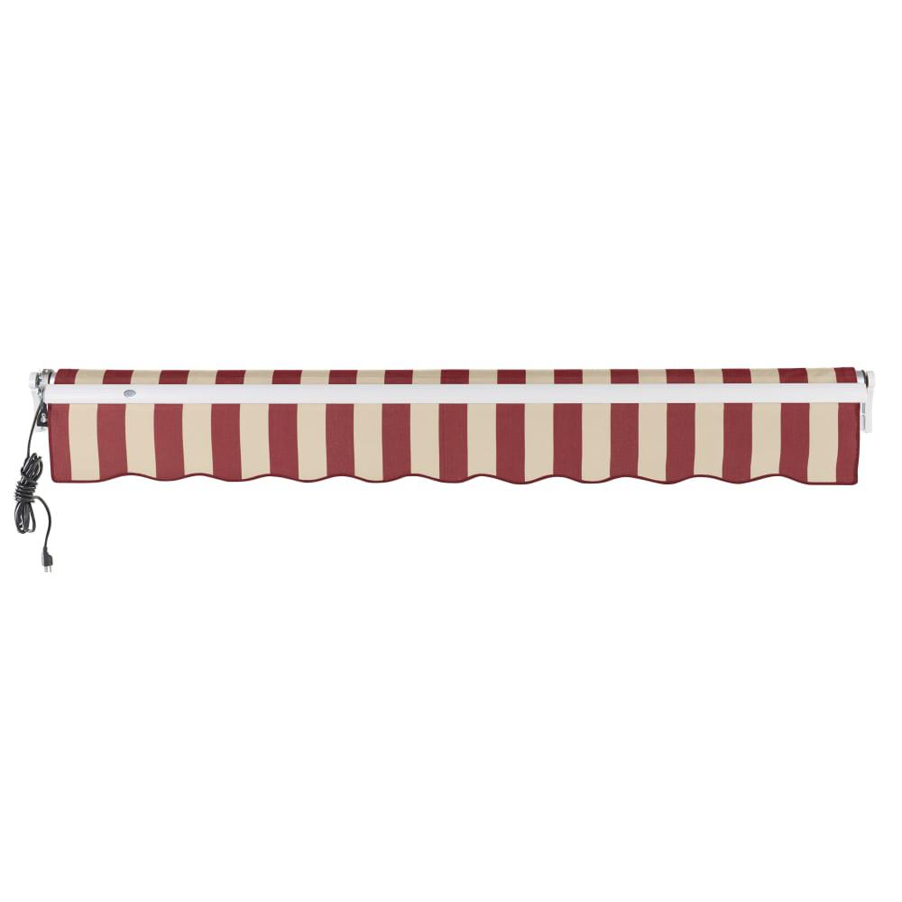 16' x 10' Maui Left Motorized Patio Retractable Awning, Burgundy/Tan Stripe. Picture 4