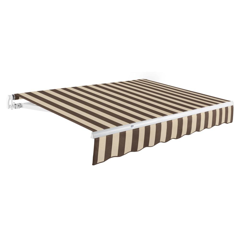 14' x 10' Maui Manual Patio Retractable Awning Acrylic Fabric, Brown/Tan Stripe. Picture 1