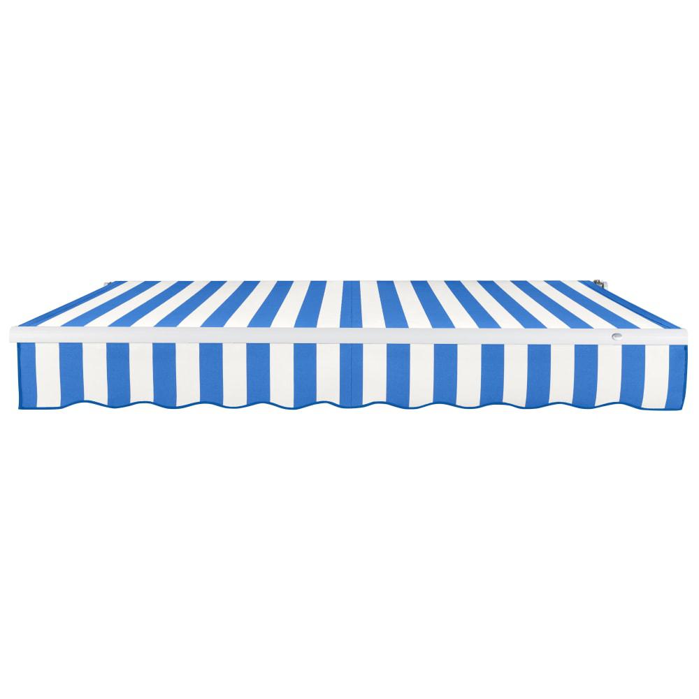Maui Right Motorized Patio Retractable Awning, Bright Blue/White Stripe. Picture 3