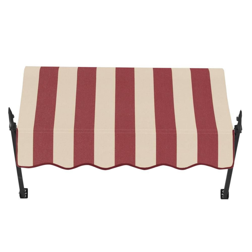 Awntech 3.375 ft New Orleans Fixed Awning Acrylic Fabric, Burgundy/Tan Stripe. Picture 2