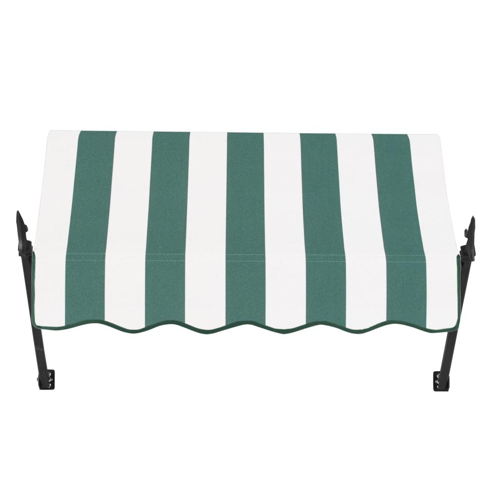 Awntech 3.375 ft New Orleans Fixed Awning Acrylic Fabric, Forest/White Stripe. Picture 2