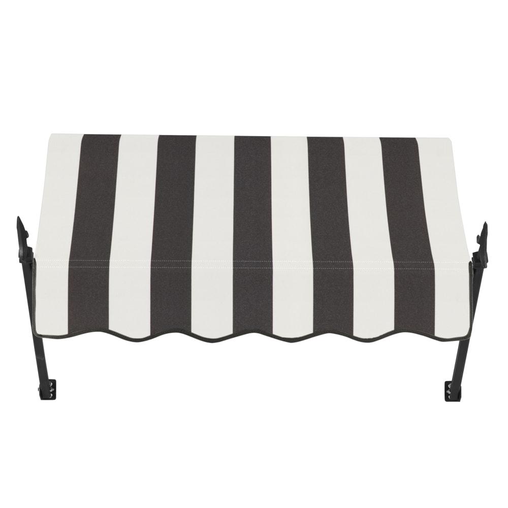 Awntech 3.375 ft New Orleans Fixed Awning Acrylic Fabric, Black/White Stripe. Picture 2