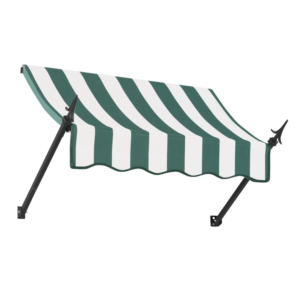 Awntech 3.375 ft New Orleans Fixed Awning Acrylic Fabric, Forest/White Stripe. Picture 1