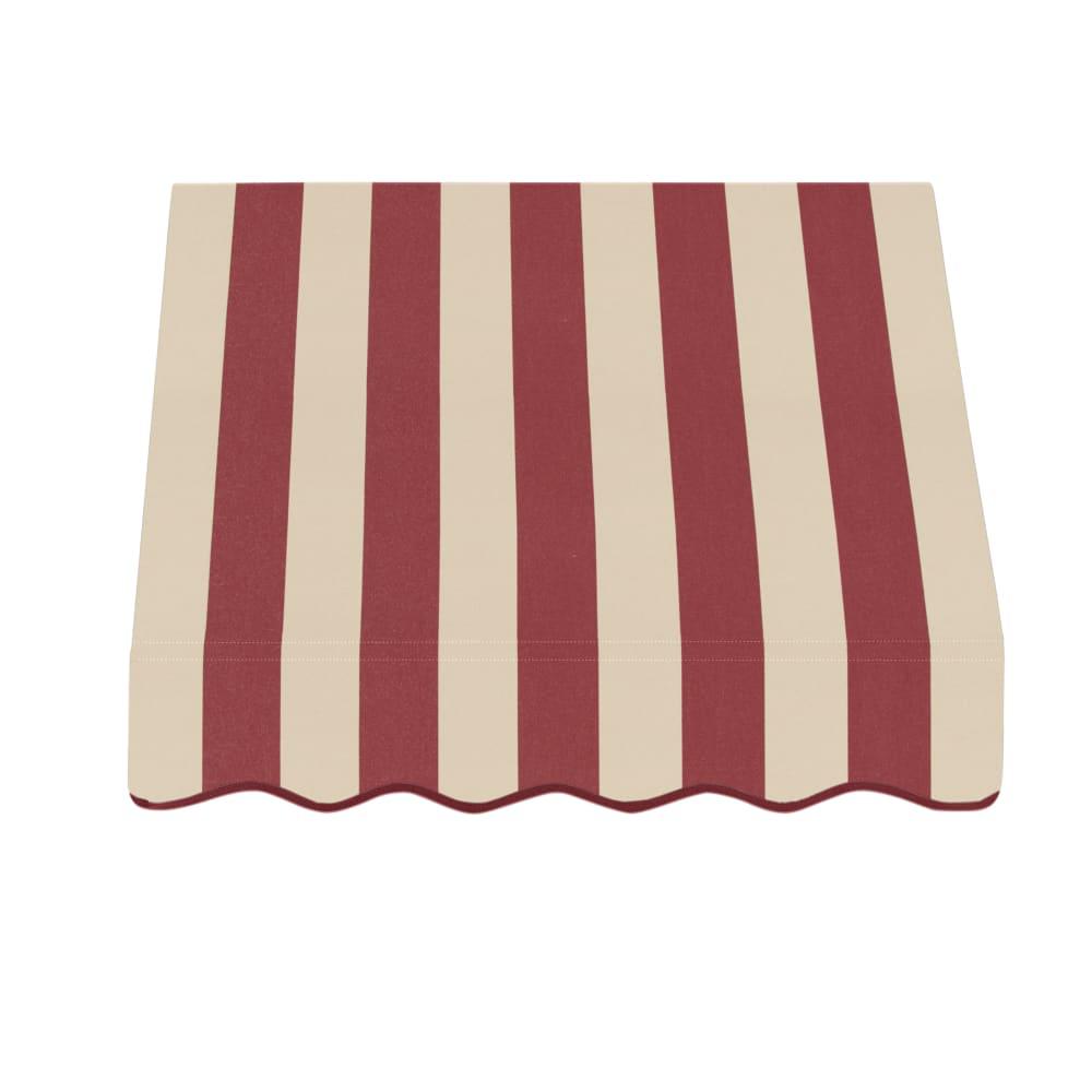 Awntech 3.375 ft San Francisco Fixed Awning Acrylic Fabric, Burgundy/Tan Stripe. Picture 2