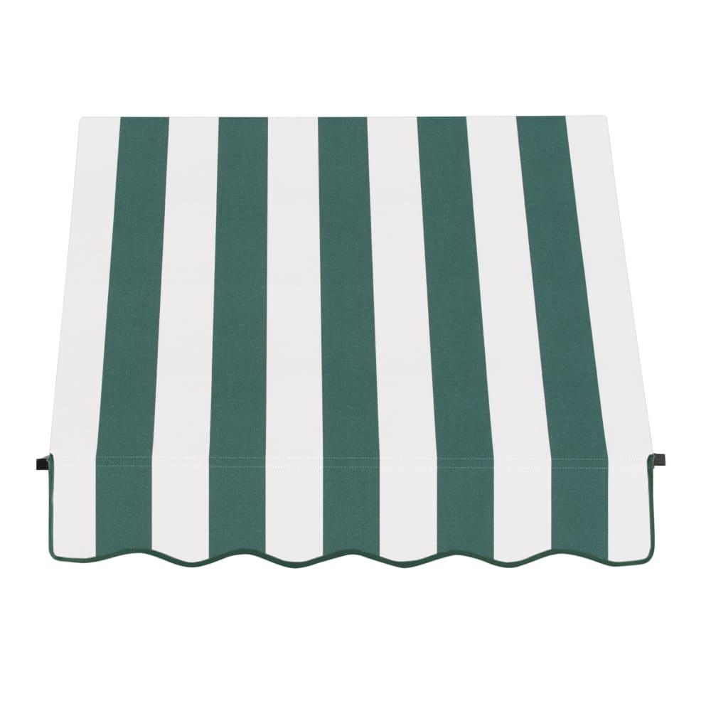 Awntech 3.375 ft Santa Fe Fixed Awning Acrylic Fabric, Forest/White Stripe. Picture 2