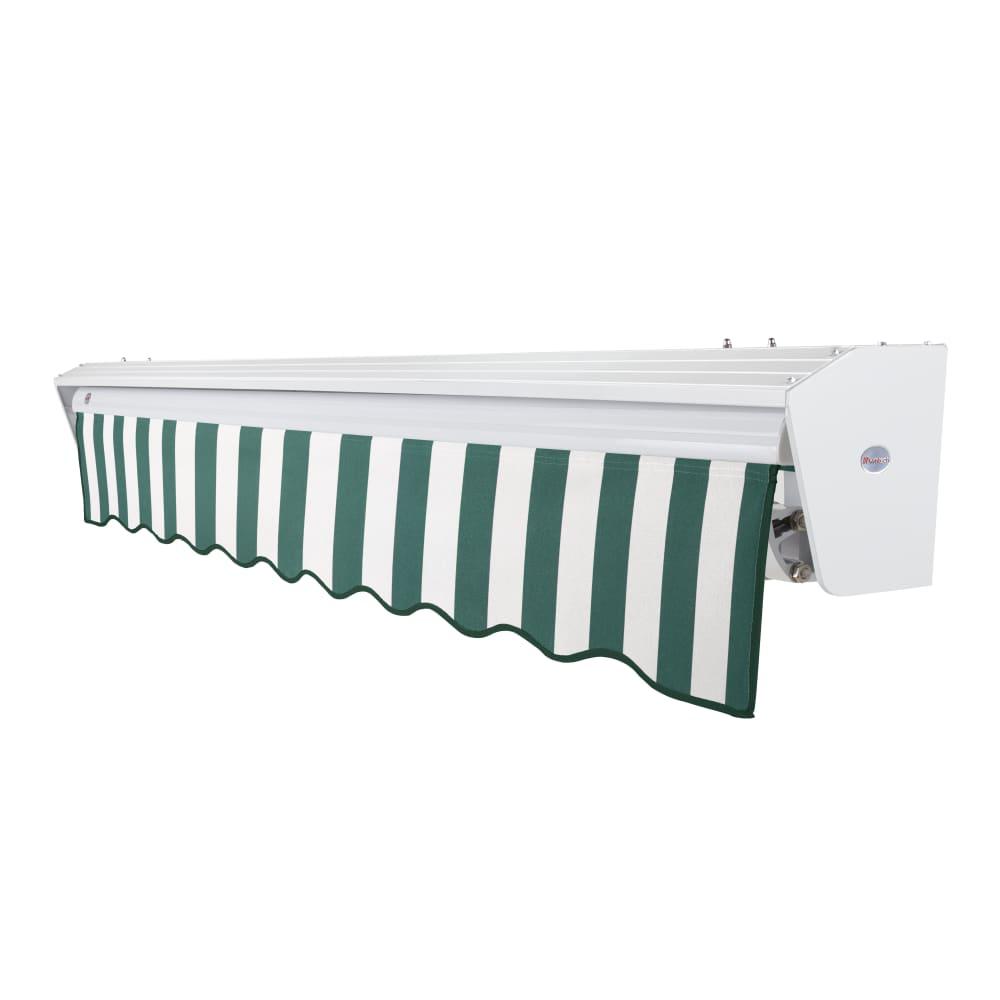 8' x 6.5' Destin Left Motorized Patio Retractable Awning, Forest/White Stripe. Picture 2