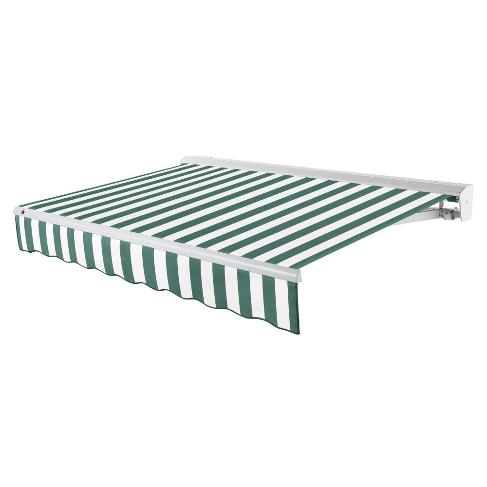 8' x 6.5' Destin Left Motorized Patio Retractable Awning, Forest/White Stripe. Picture 1