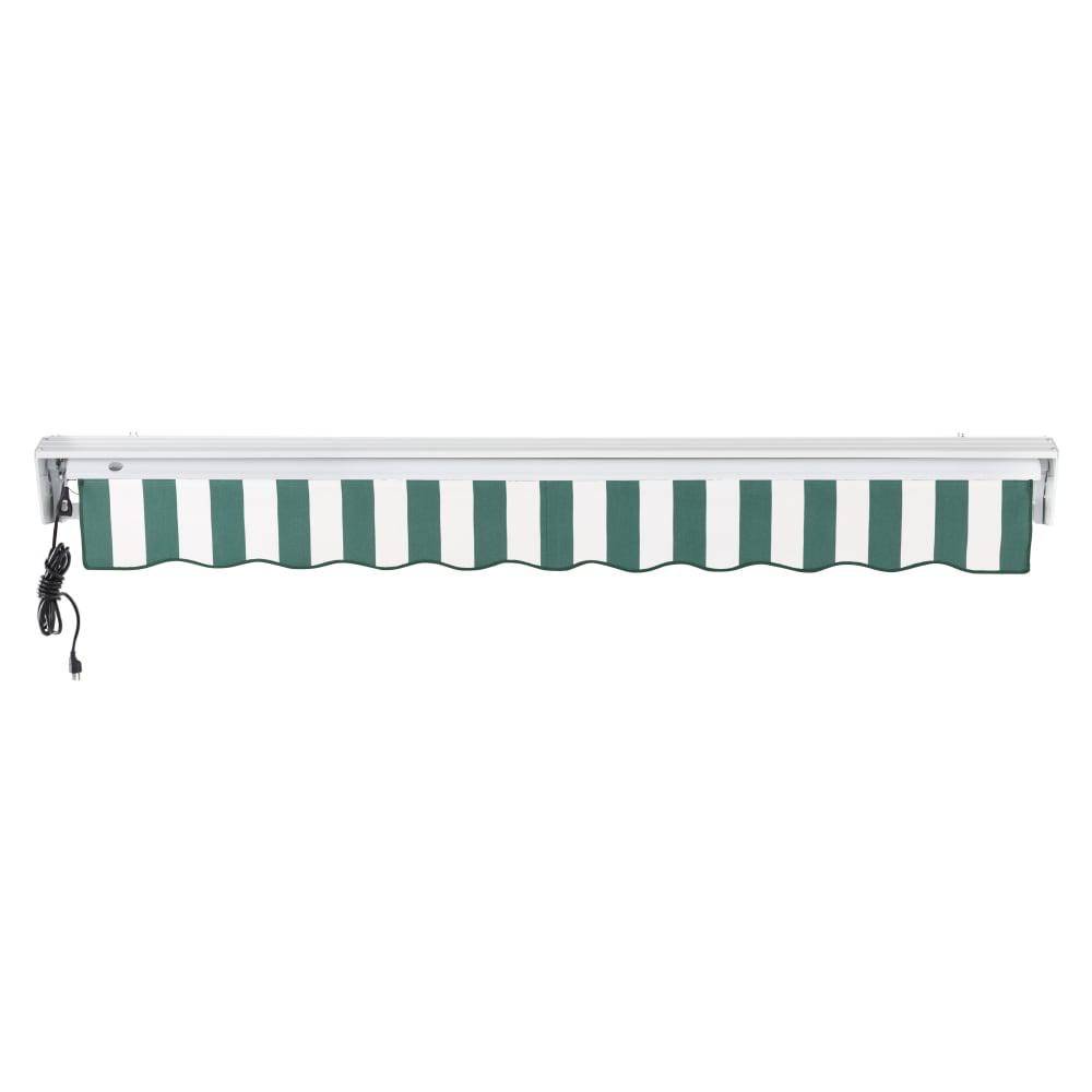 8' x 6.5' Destin Left Motorized Patio Retractable Awning, Forest/White Stripe. Picture 4